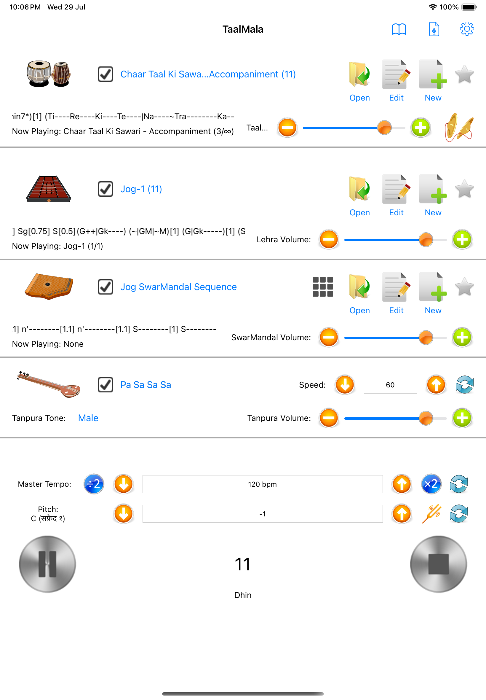 TaalMala mixer on iPad